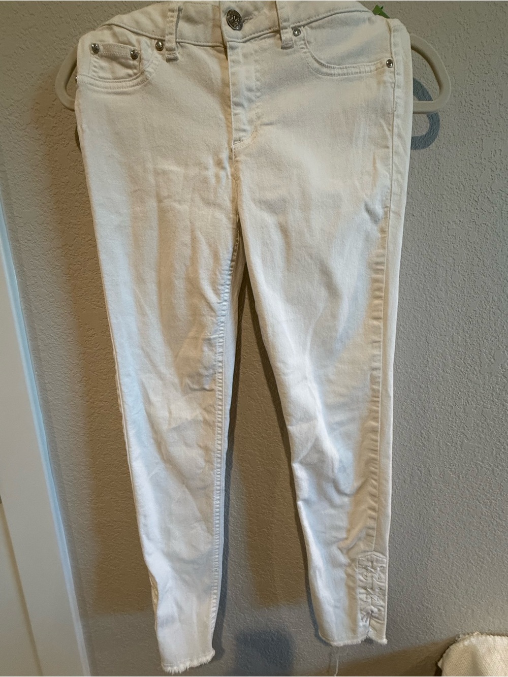Lascana White Skinny Crop Jeans Frayed Hem - Size 6/38